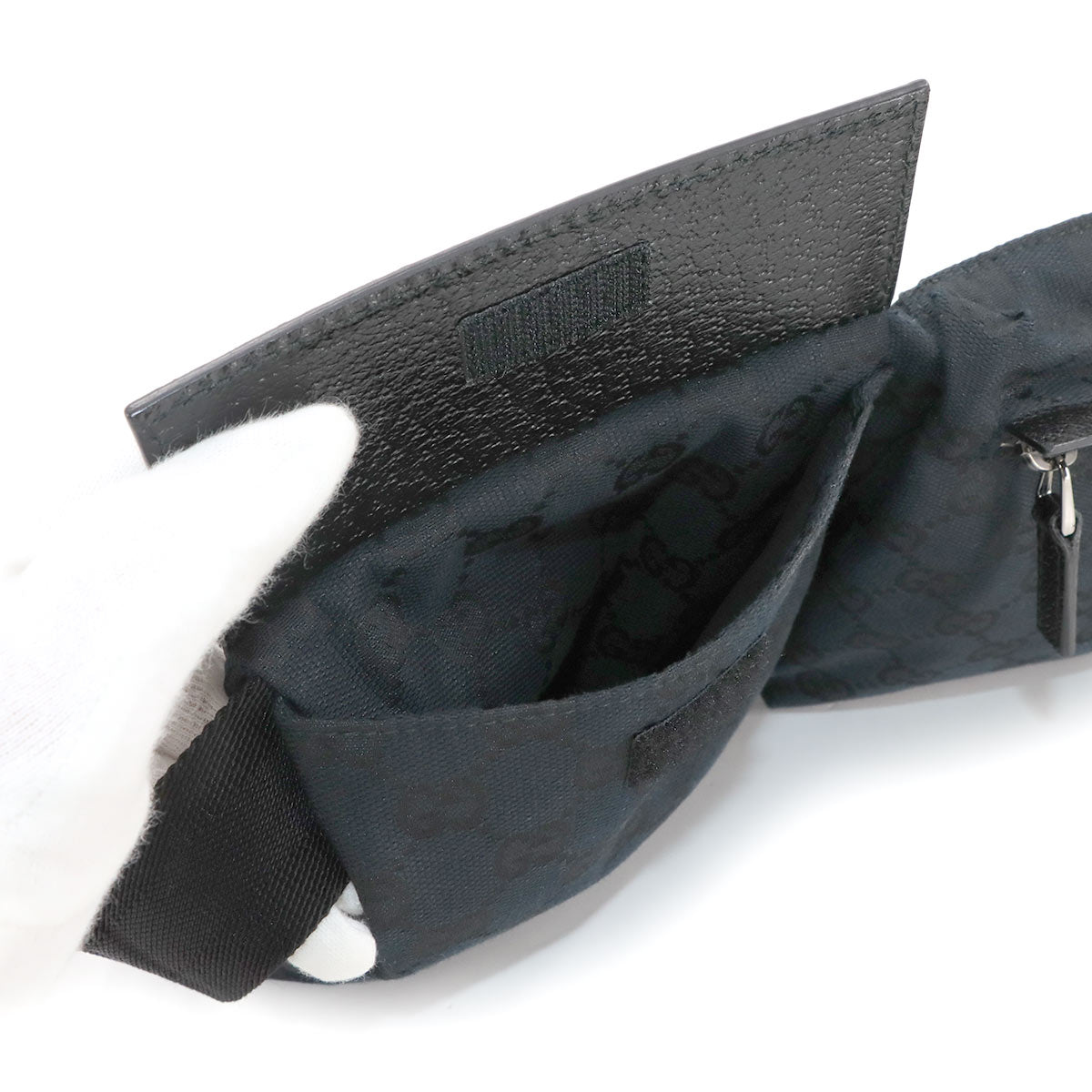 GG Canvas Bum Belt Bag Waist Bag Leather Black 28566 Purse