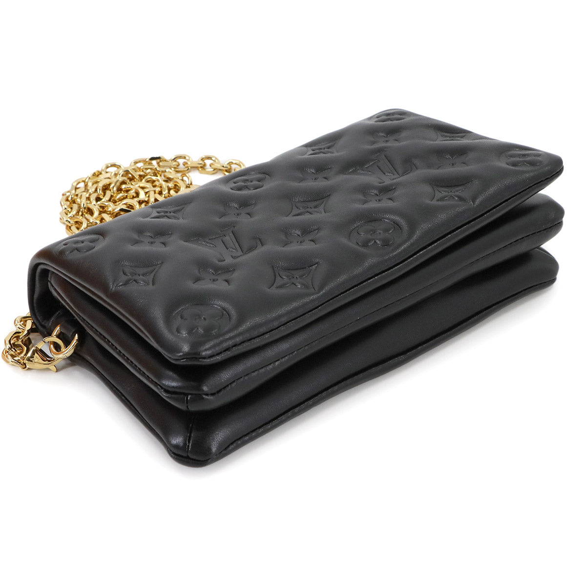 Pochette Coussin Shoulder Clutch Bag Leather Noir M82116