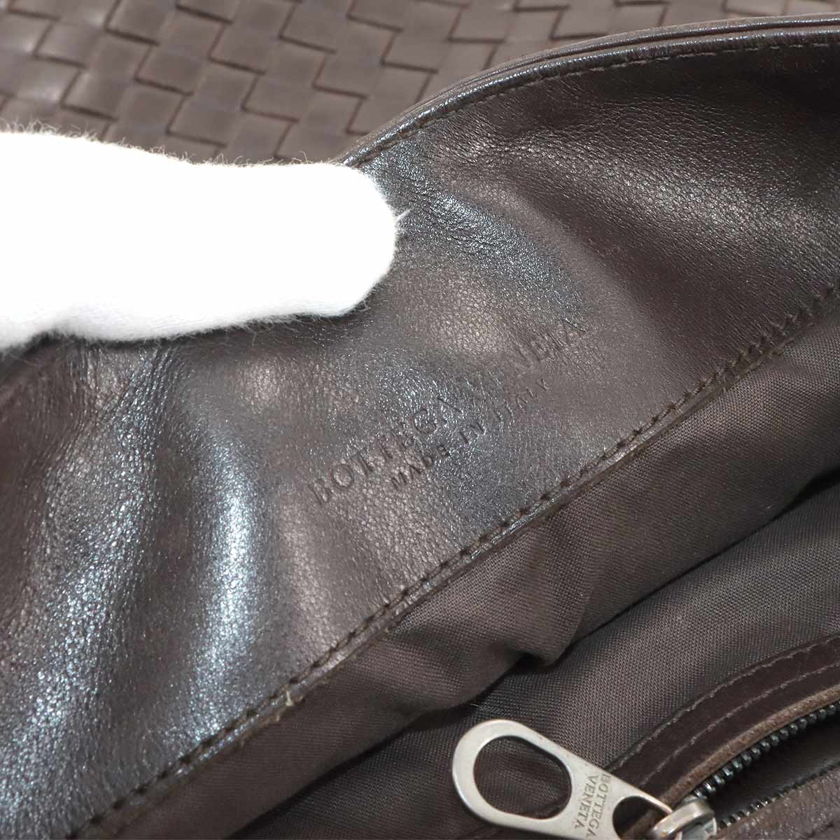 Intrecciato Shoulder Bag Leather Brown 172736