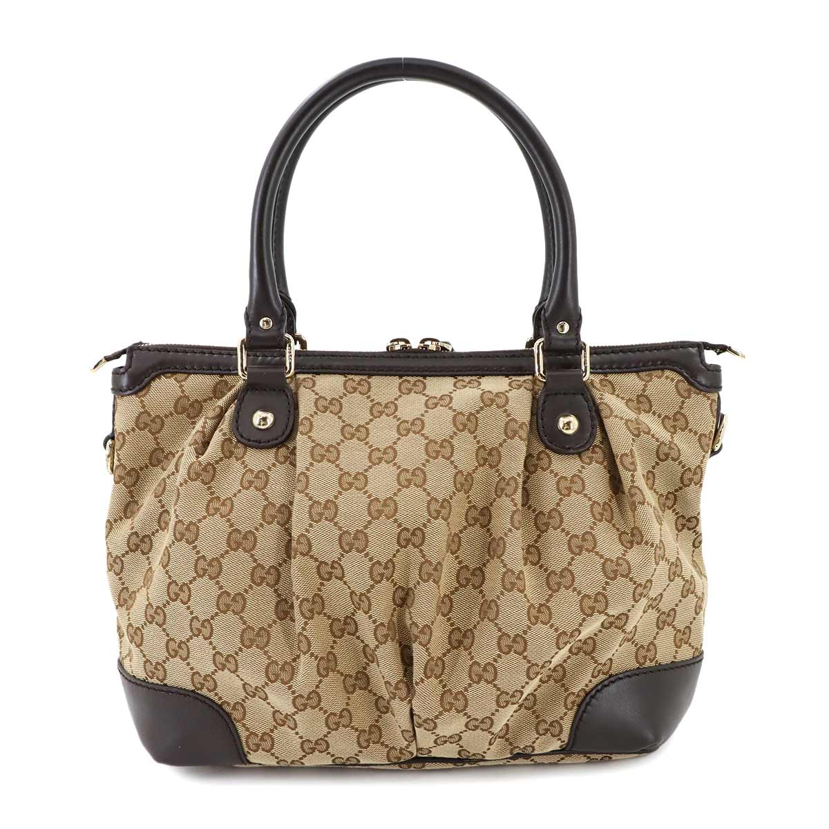 GG Canvas Sukey 2way Tote Shoulder Bag Leather Beige Brown 247902
