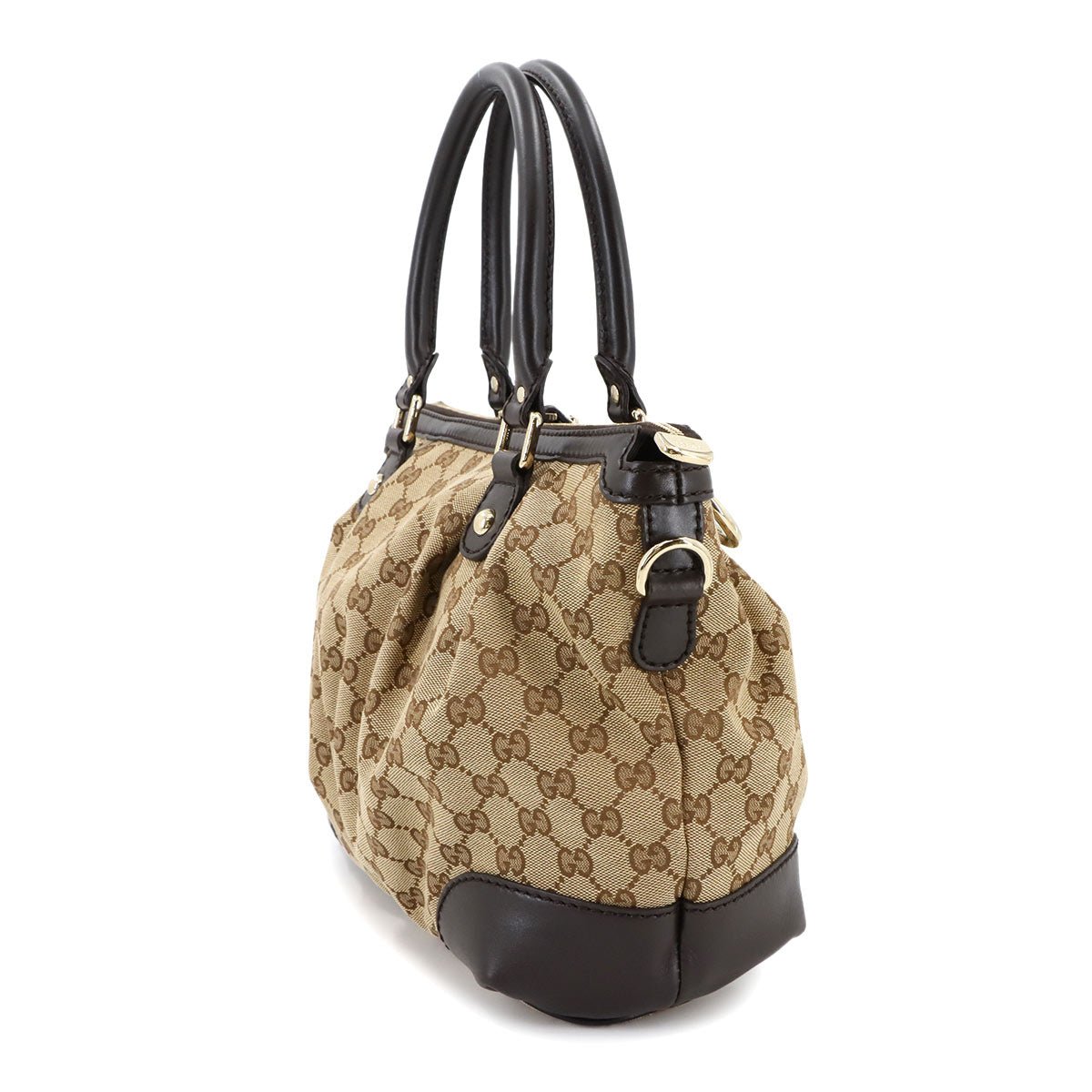 GG Canvas Sukey 2way Tote Shoulder Bag Leather Beige Brown 247902