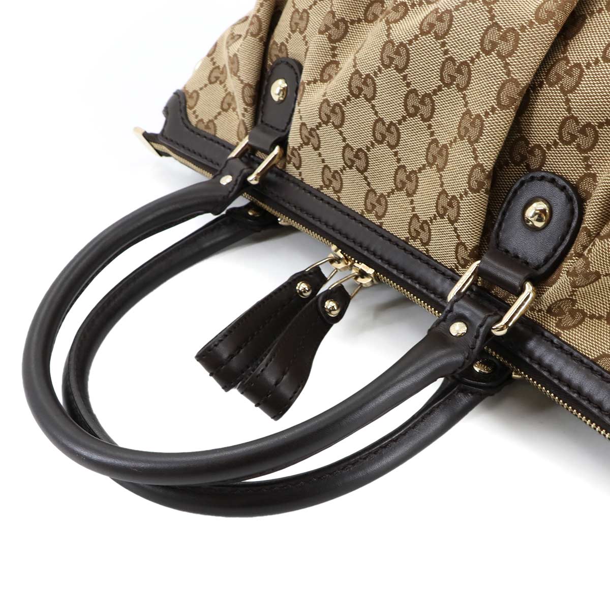 GG Canvas Sukey 2way Tote Shoulder Bag Leather Beige Brown 247902