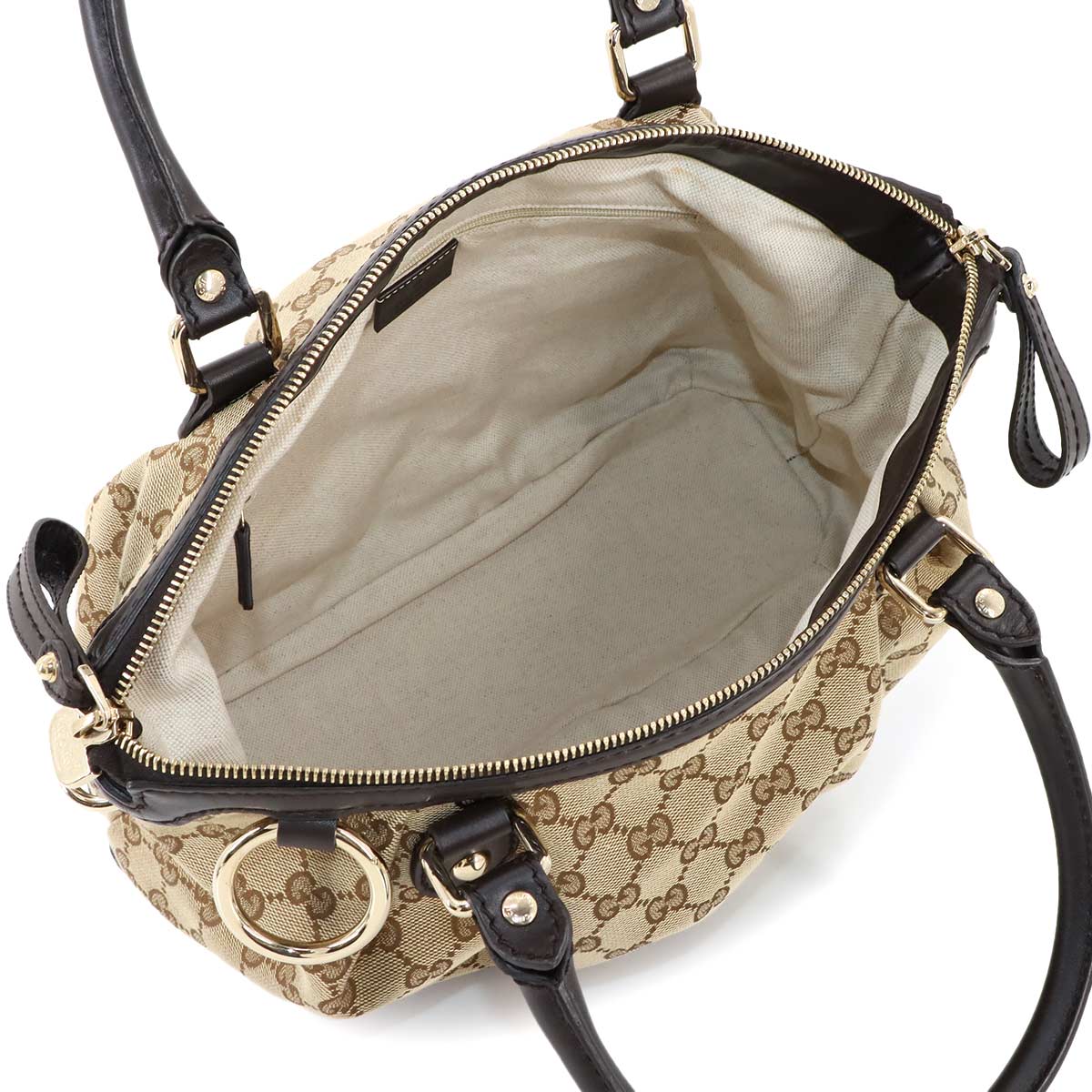 GG Canvas Sukey 2way Tote Shoulder Bag Leather Beige Brown 247902
