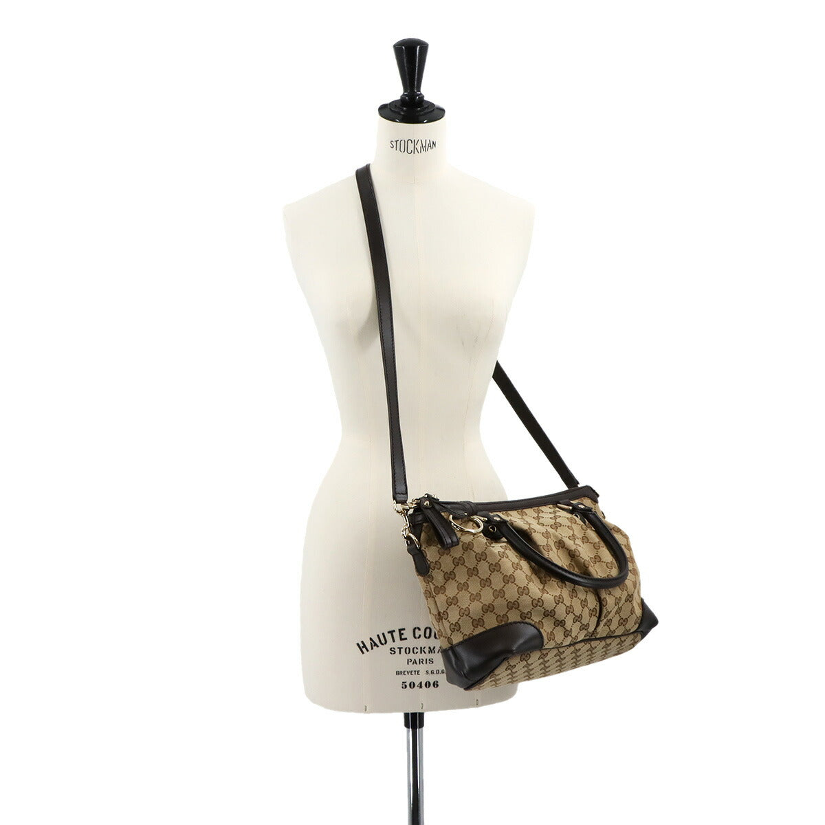 GG Canvas Sukey 2way Tote Shoulder Bag Leather Beige Brown 247902