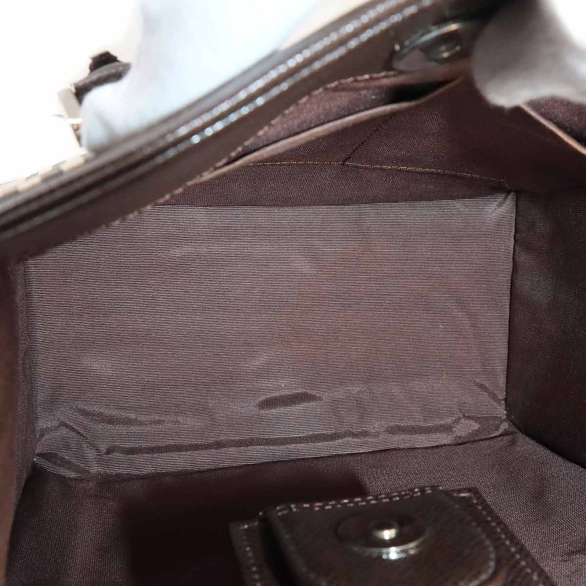 Plaid Hand Bag Canvas Leather Beige Brown Purse