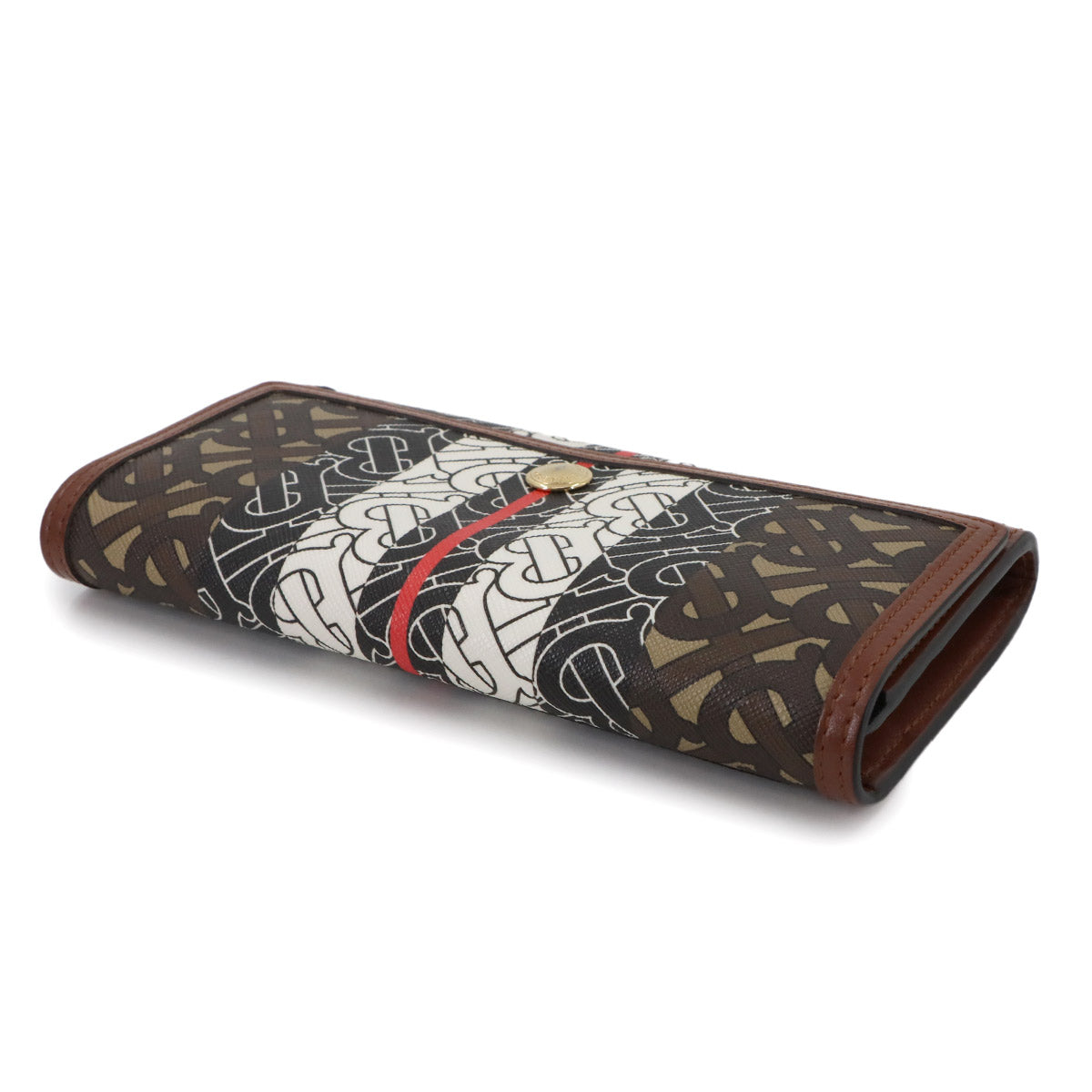 TB Monogram Stripe Long Wallet PVC Leather Brown 8022012