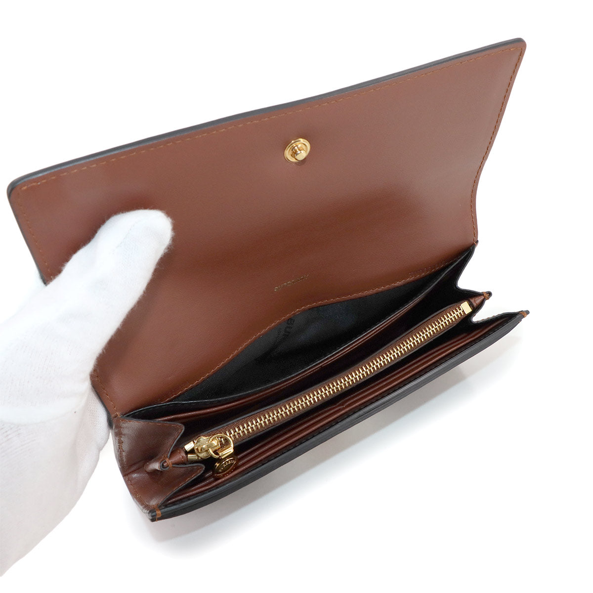 TB Monogram Stripe Long Wallet PVC Leather Brown 8022012