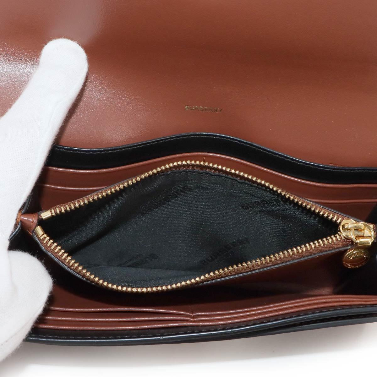 TB Monogram Stripe Long Wallet PVC Leather Brown 8022012