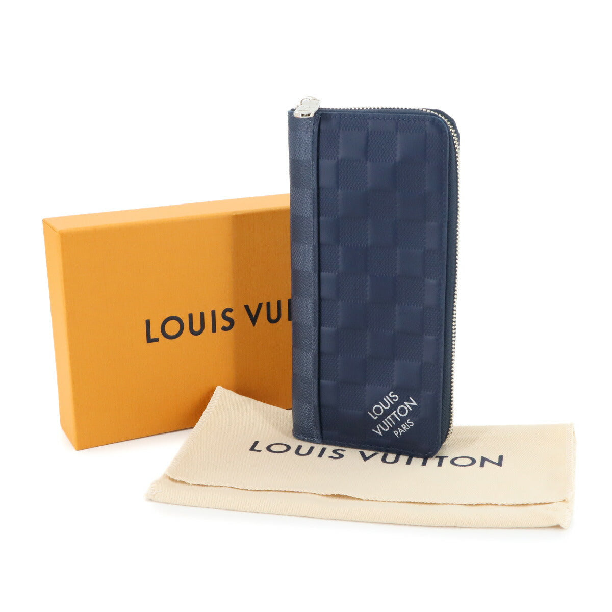 Damier Infini Zippy Wallet Vertical Navy N60503