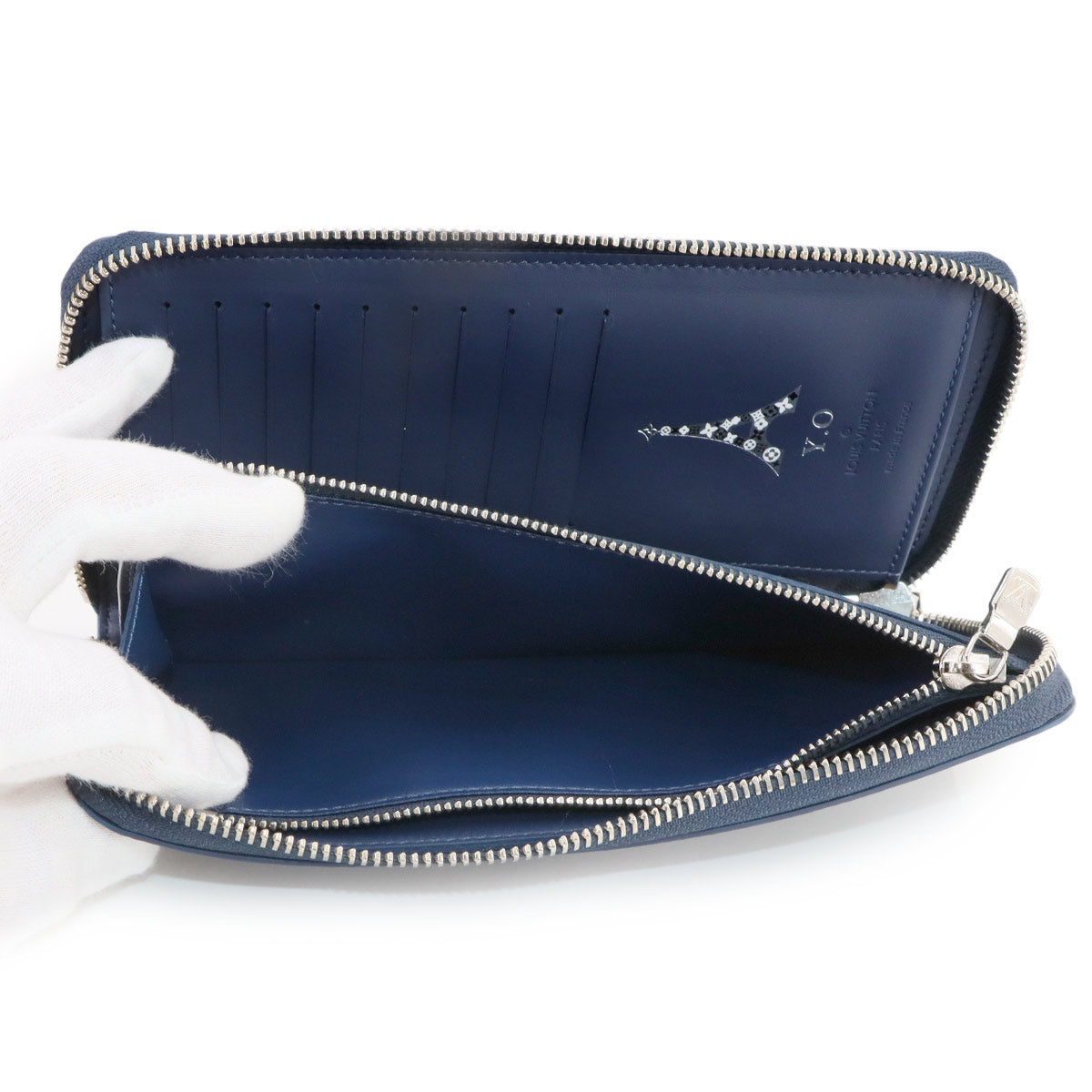 Damier Infini Zippy Wallet Vertical Navy N60503