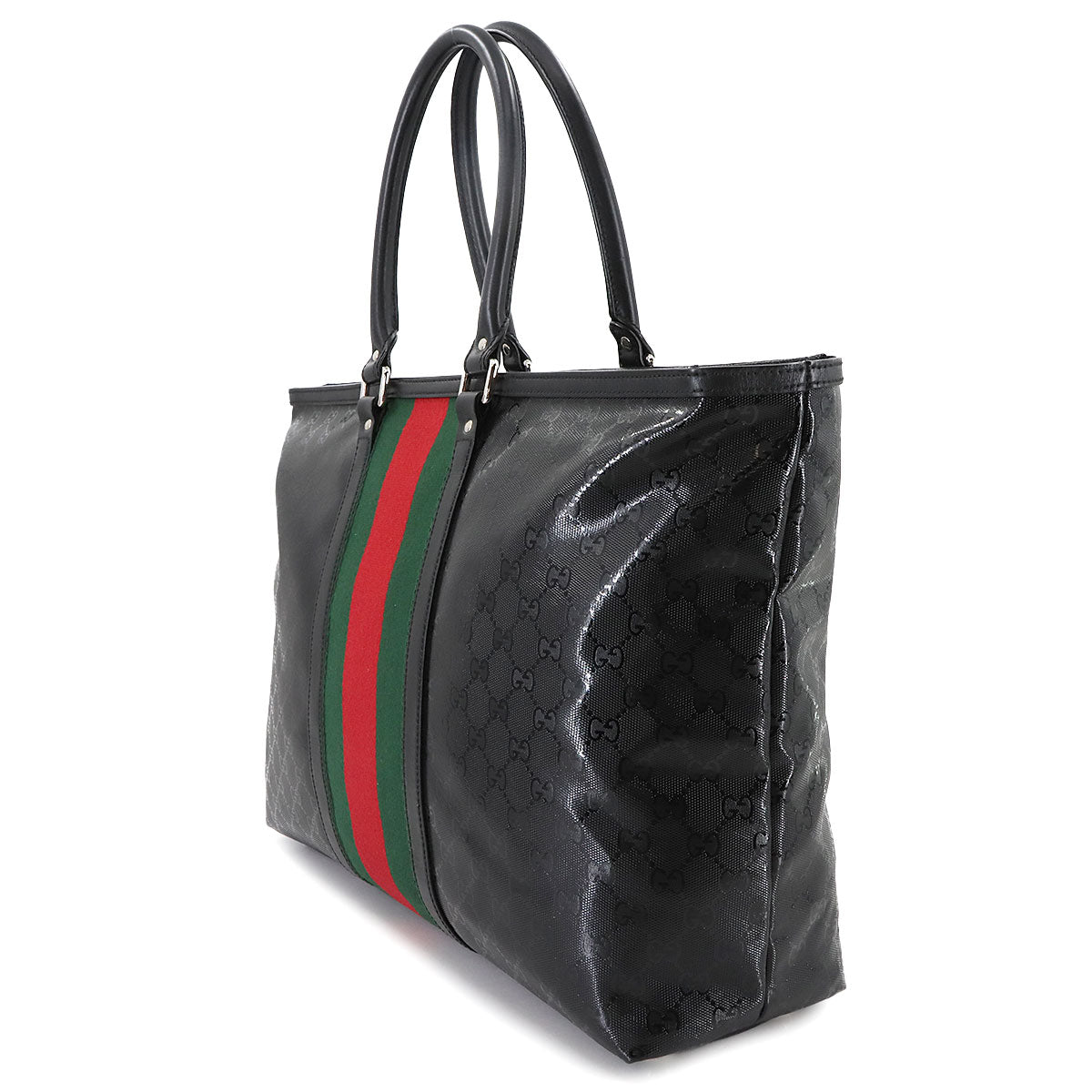 GG Imprime Tote Bag PVC Leather Black 347987 Purse