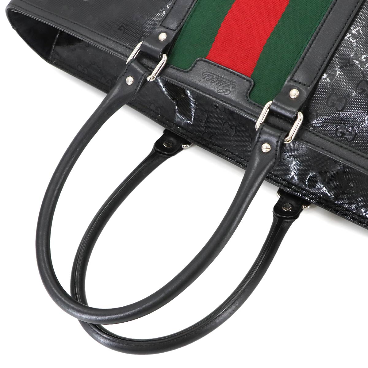 GG Imprime Tote Bag PVC Leather Black 347987 Purse