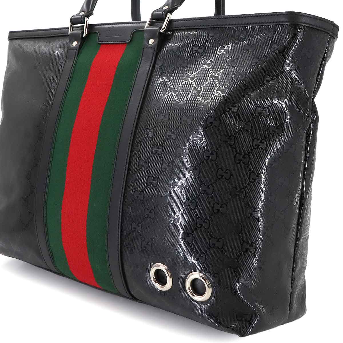 GG Imprime Tote Bag PVC Leather Black 347987 Purse