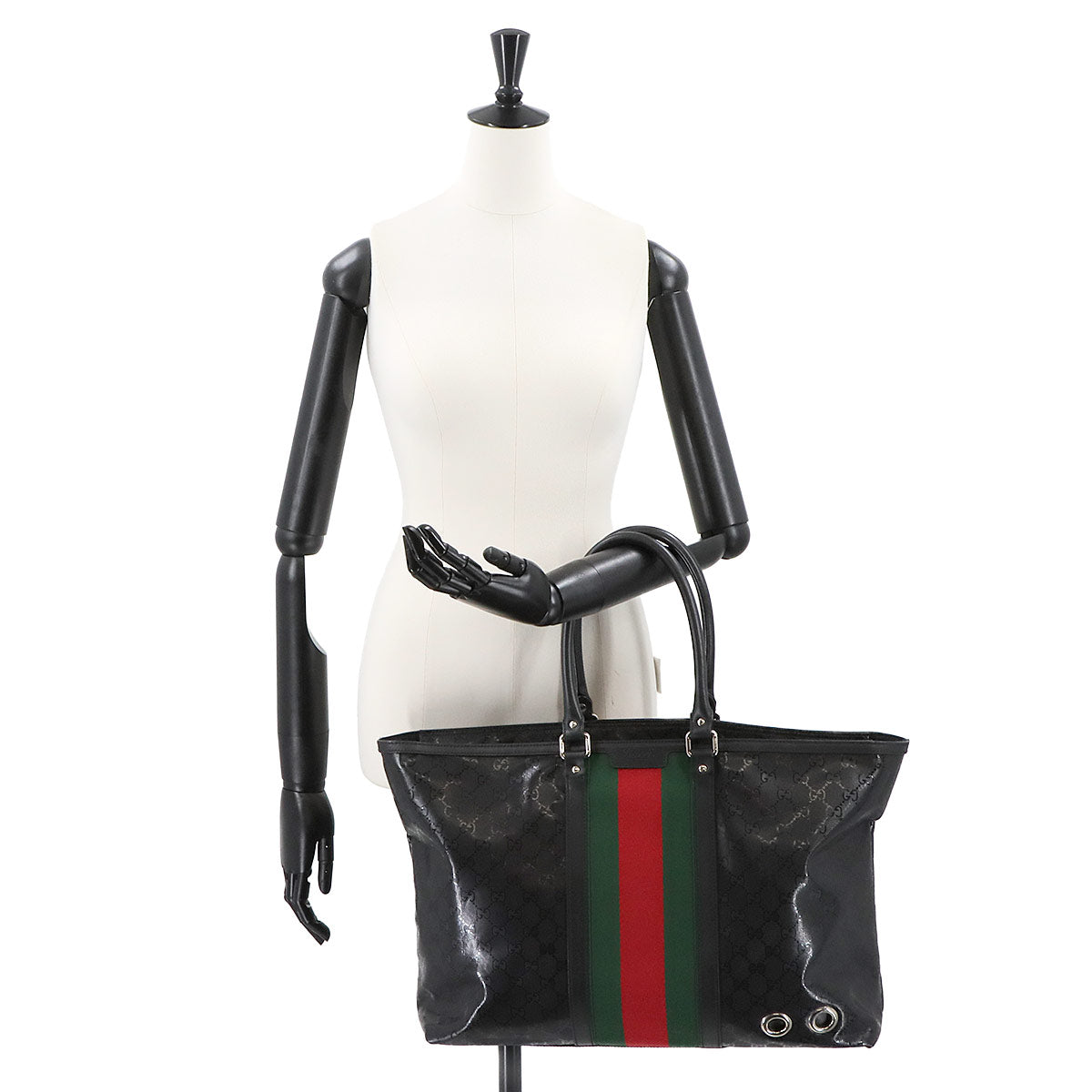 GG Imprime Tote Bag PVC Leather Black 347987 Purse