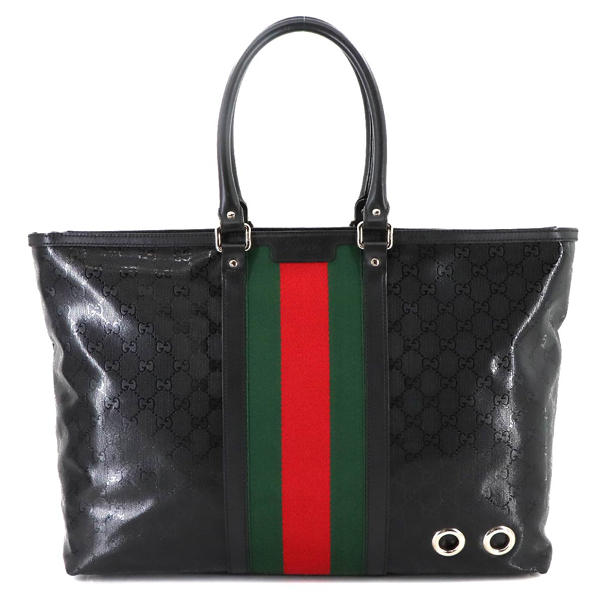 GG Imprime Tote Bag PVC Leather Black 347987 Purse