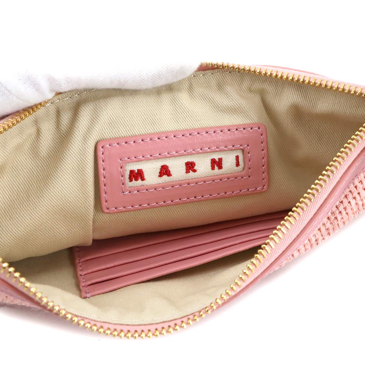 Shoulder Bag Raffia Leather Pink Beige Purse