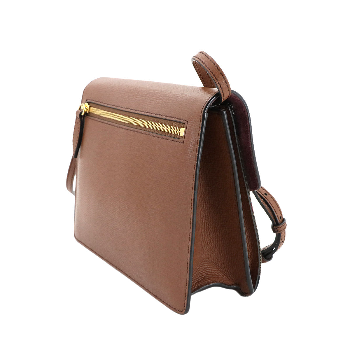 Plaid Macken Shoulder Bag Leather Canvas Brown Beige 3980826