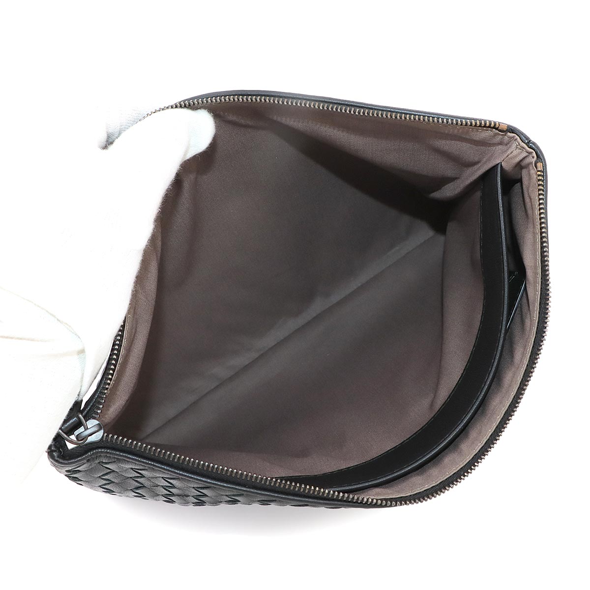 Intrecciato Clutch Second Bag Leather Black 522430