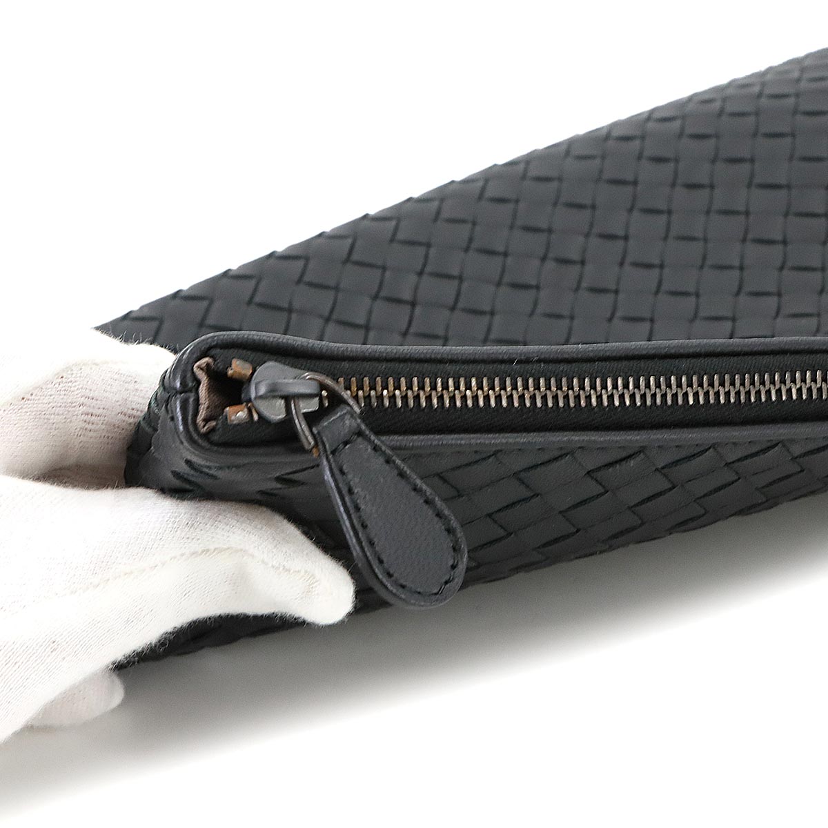 Intrecciato Clutch Second Bag Leather Black 522430