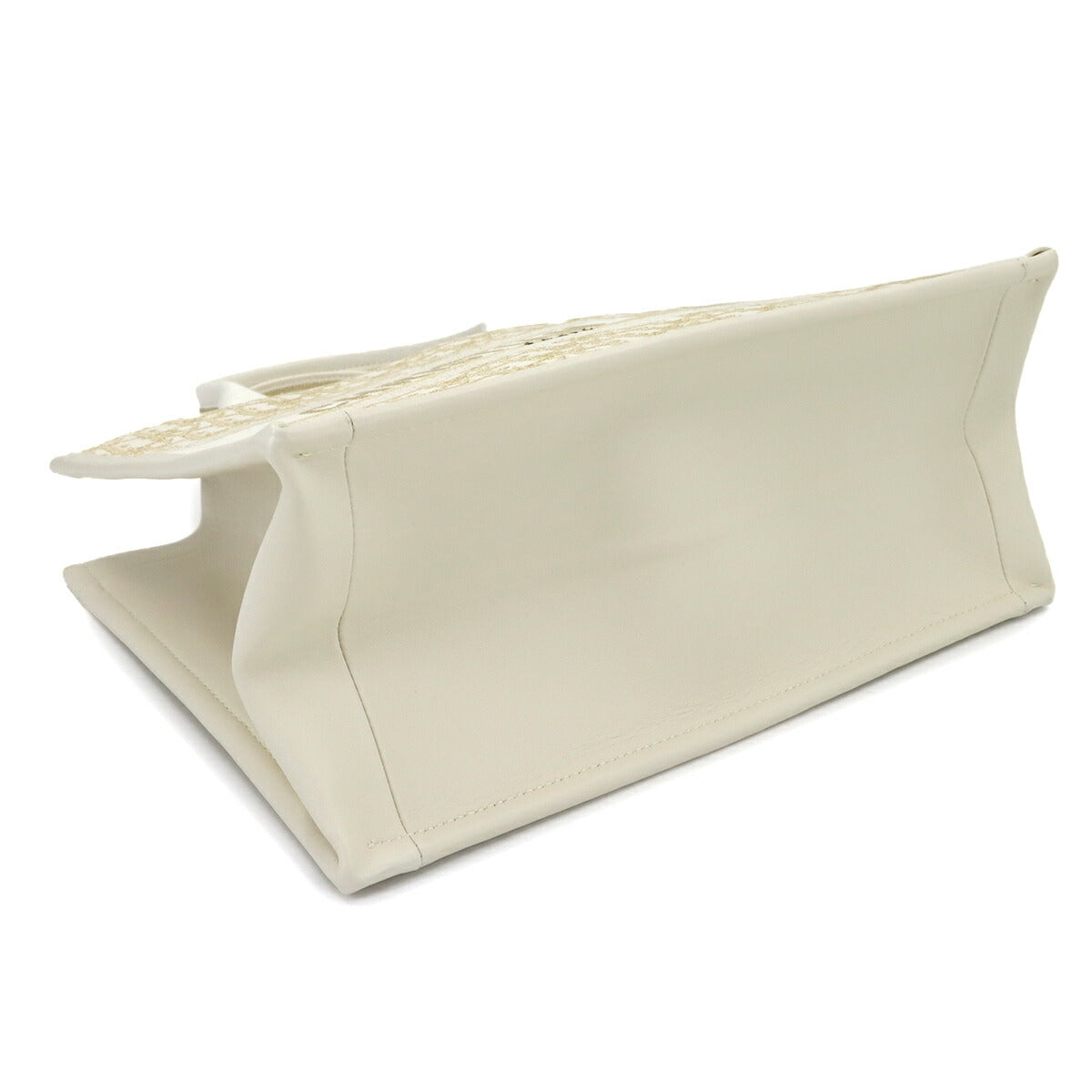 Oblique Book Tote Medium Bag Canvas Gold White