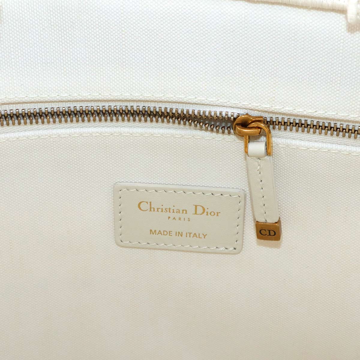 Oblique Book Tote Medium Bag Canvas Gold White