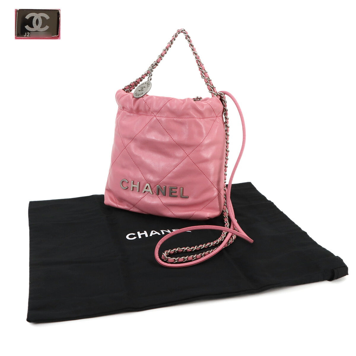 22 Mini Chain Hand Shoulder Bag Leather Pink AS3980 Purse