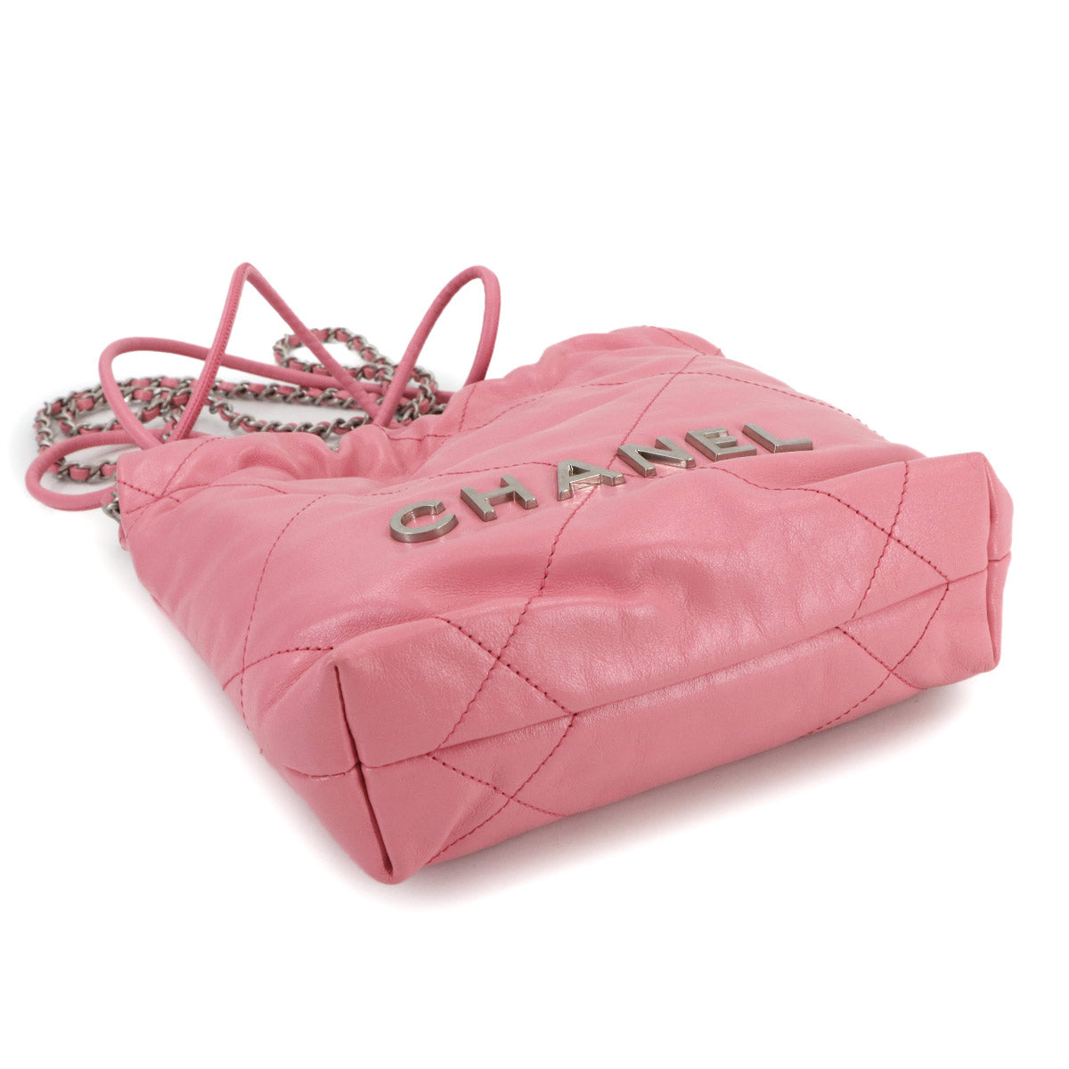 22 Mini Chain Hand Shoulder Bag Leather Pink AS3980 Purse