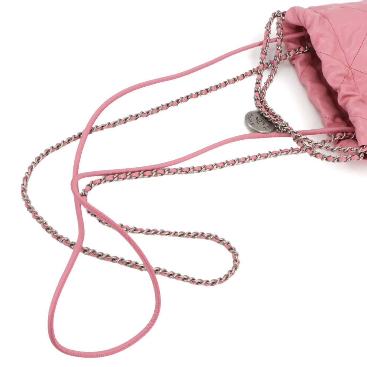22 Mini Chain Hand Shoulder Bag Leather Pink AS3980 Purse
