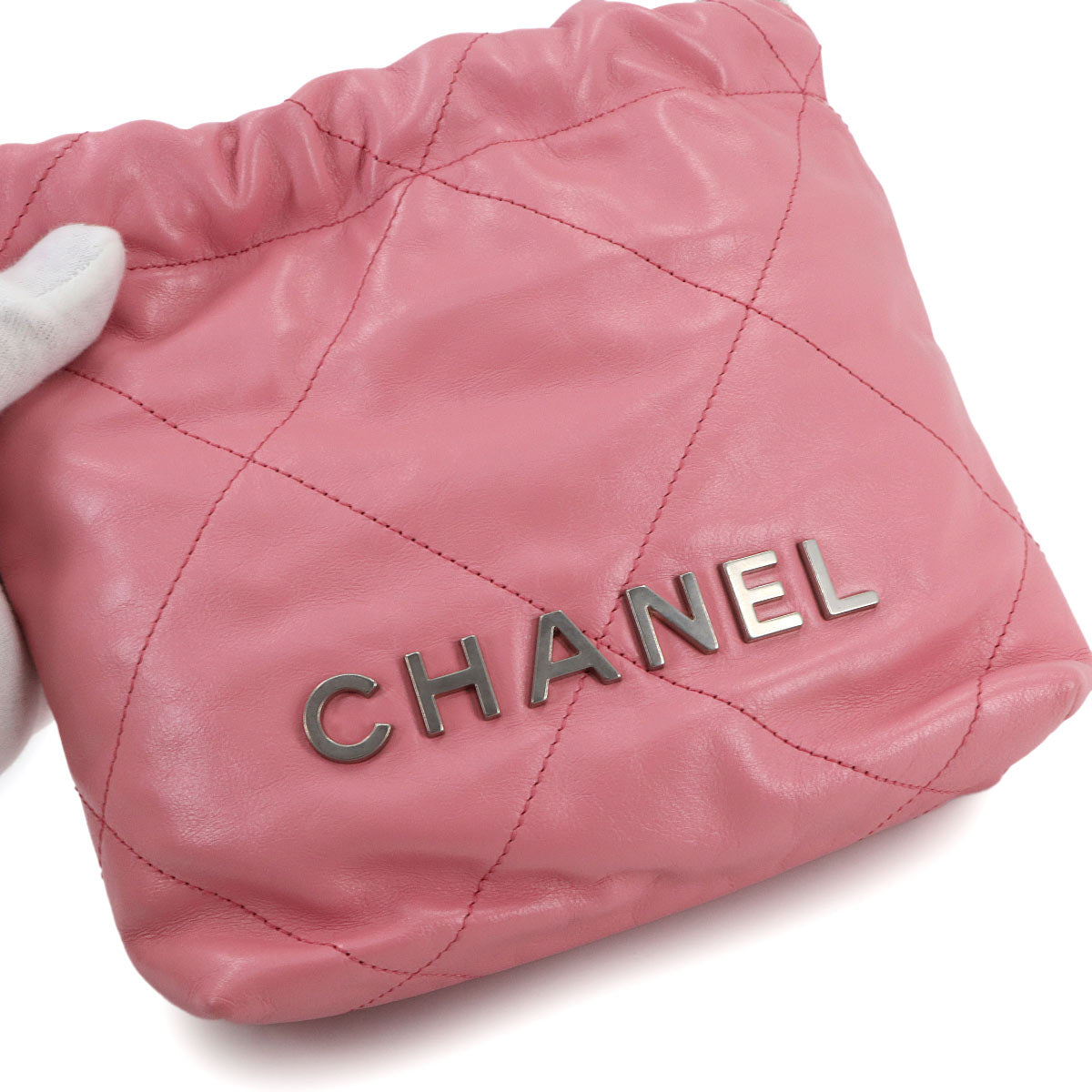 22 Mini Chain Hand Shoulder Bag Leather Pink AS3980 Purse