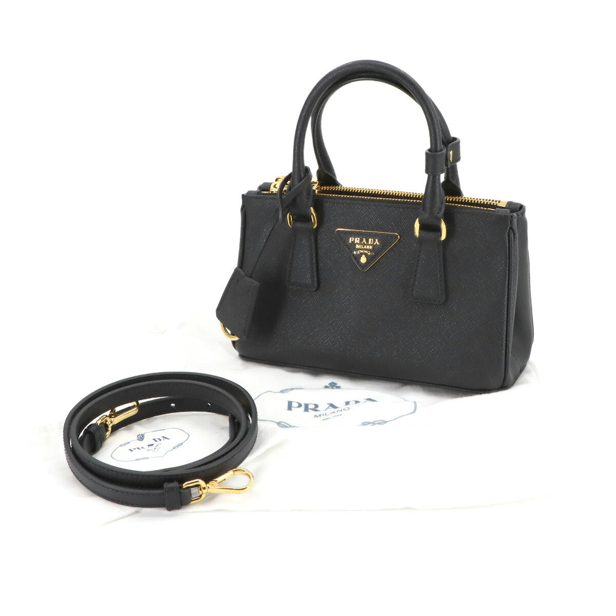 Galleria Mini Hand Shoulder Bag Saffiano Leather Nero 1BA916