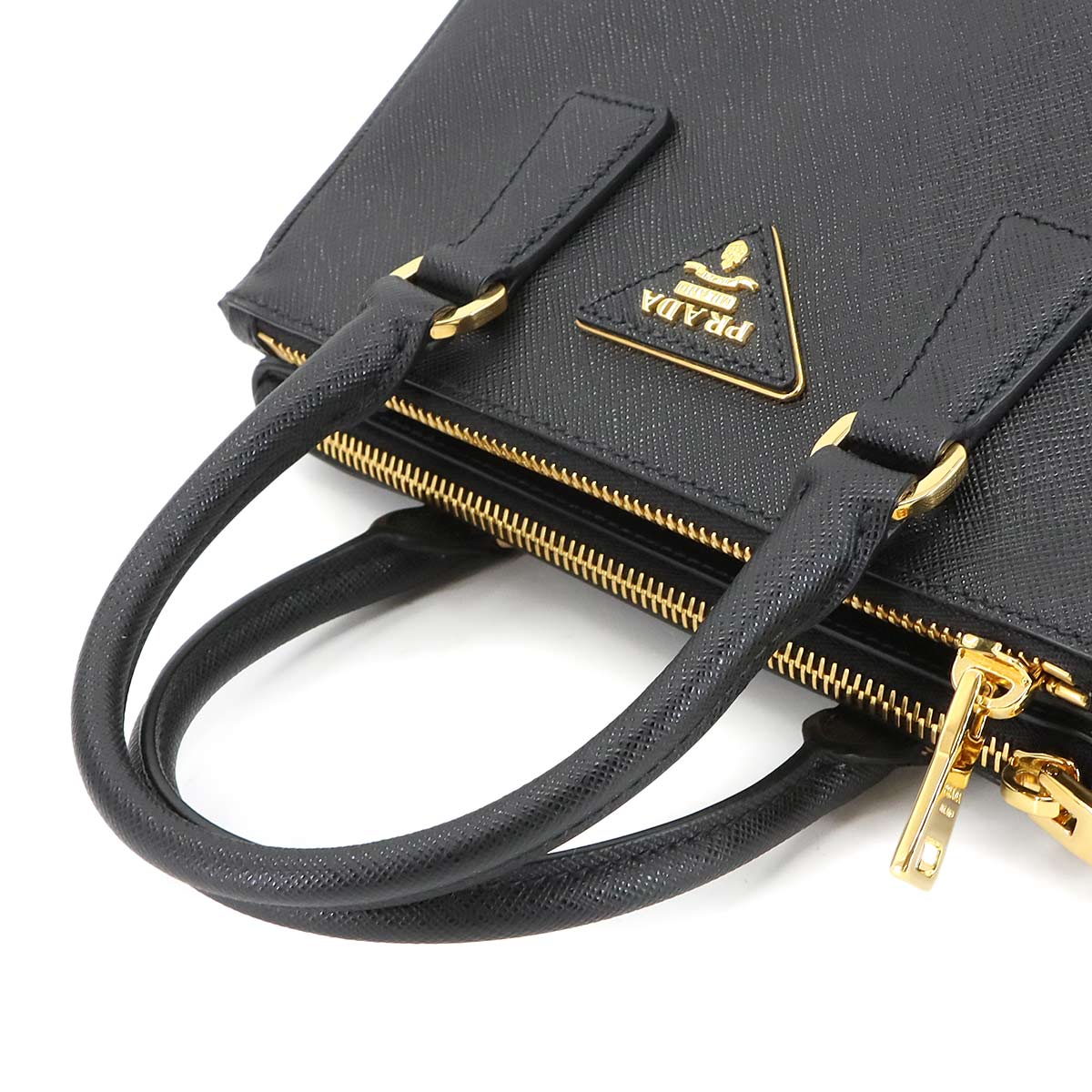 Galleria Mini Hand Shoulder Bag Saffiano Leather Nero 1BA916