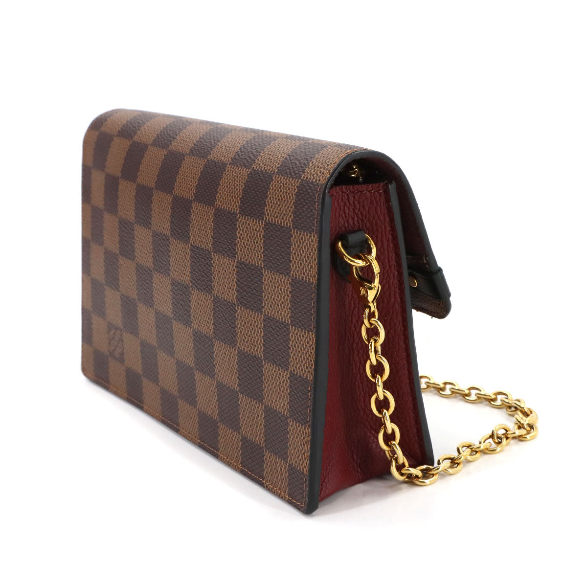 Damier Vavin Chain Long Wallet Bordeaux Black N60222