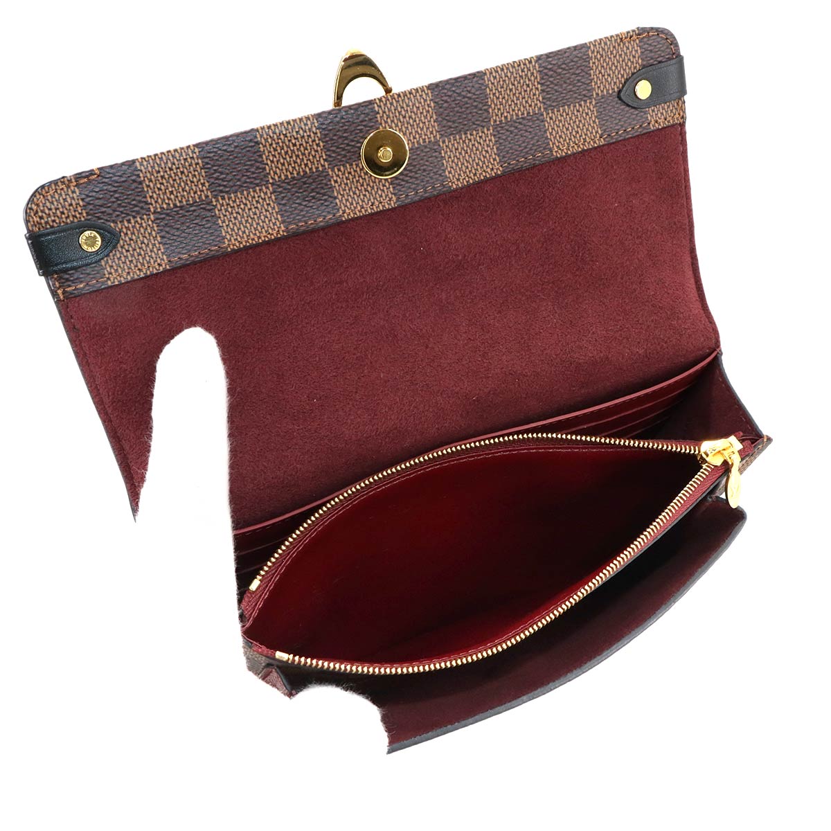 Damier Vavin Chain Long Wallet Bordeaux Black N60222