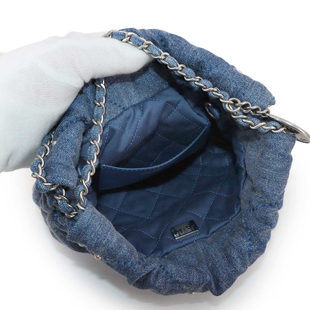 22 Mini Chain Hand Shoulder Bag Denim Blue AS3980 Purse