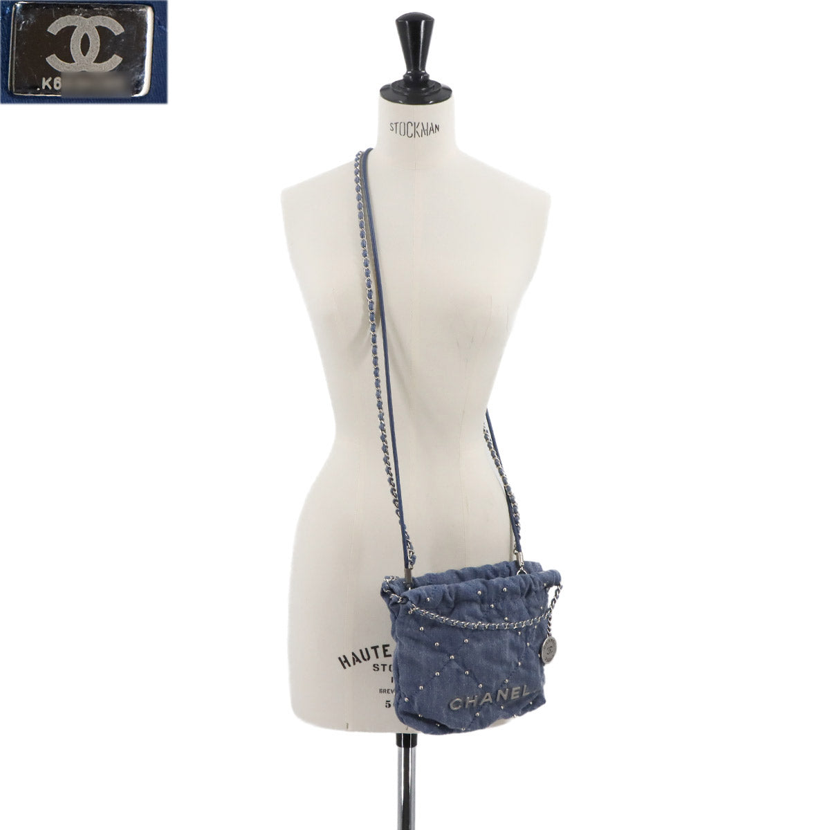 22 Mini Chain Hand Shoulder Bag Denim Blue AS3980 Purse