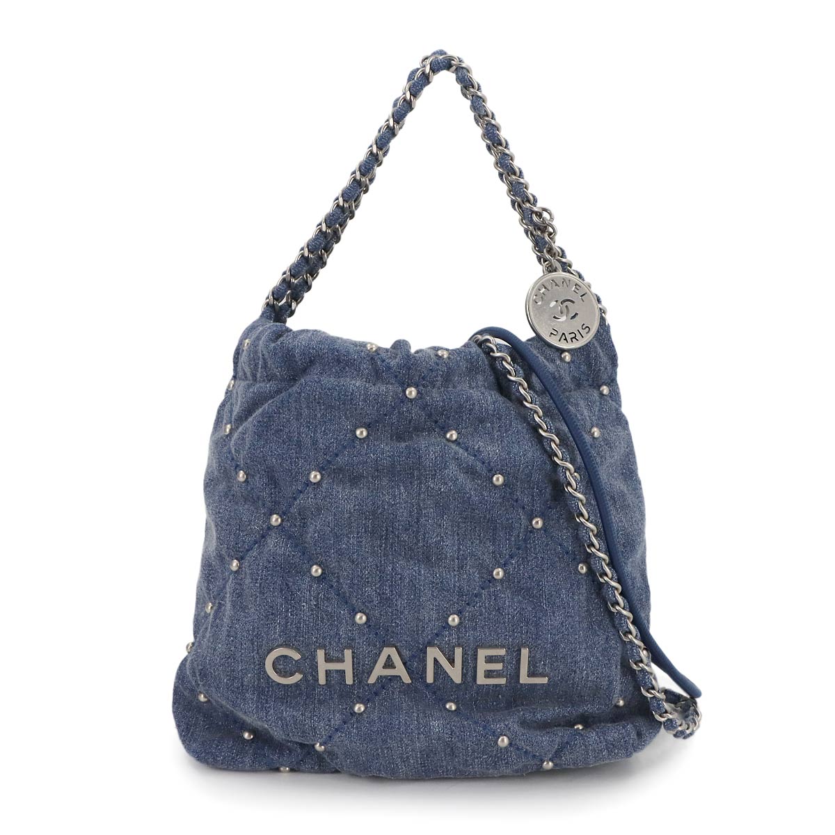 22 Mini Chain Hand Shoulder Bag Denim Blue AS3980 Purse