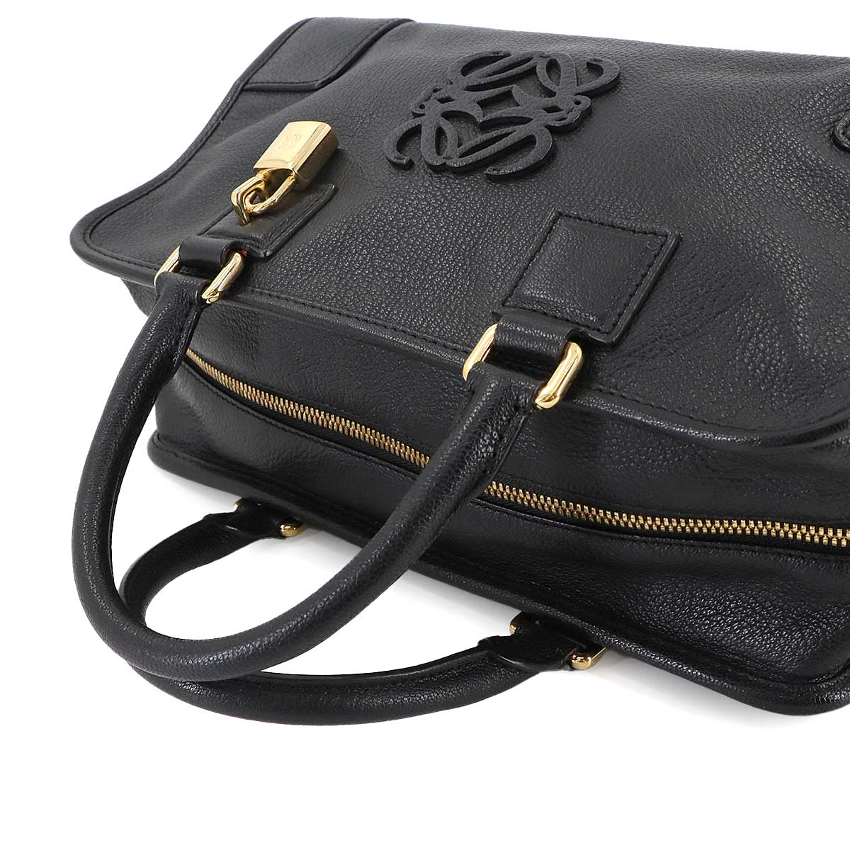 Amazona 28 Hand Bag Leather Black Anagram Purse