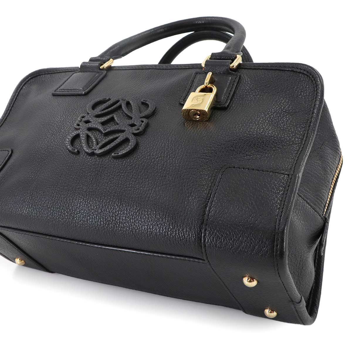 Amazona 28 Hand Bag Leather Black Anagram Purse