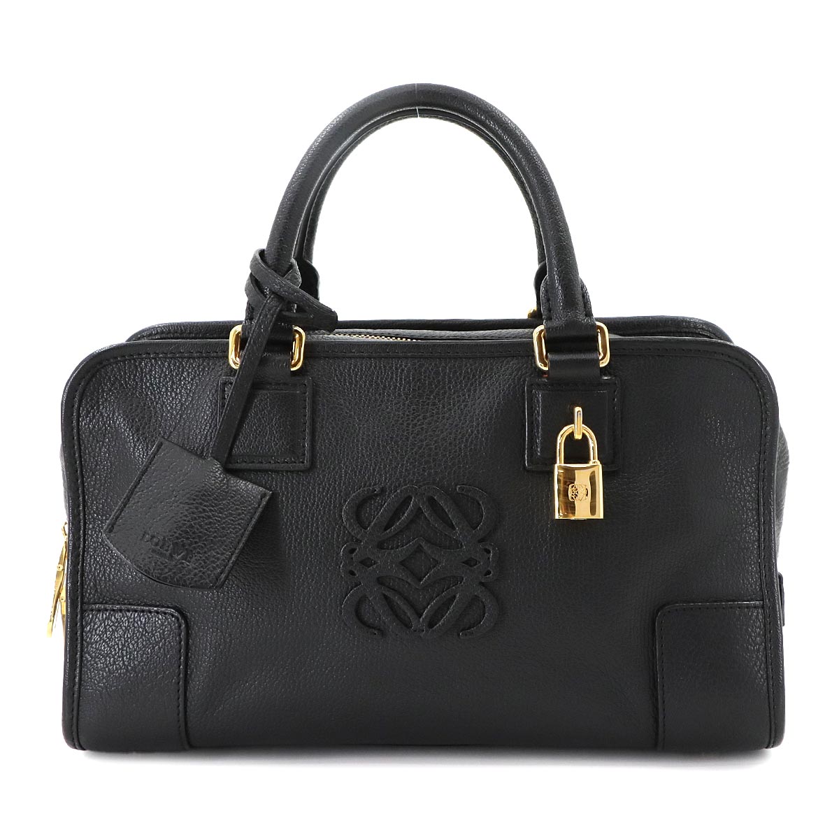 Amazona 28 Hand Bag Leather Black Anagram Purse