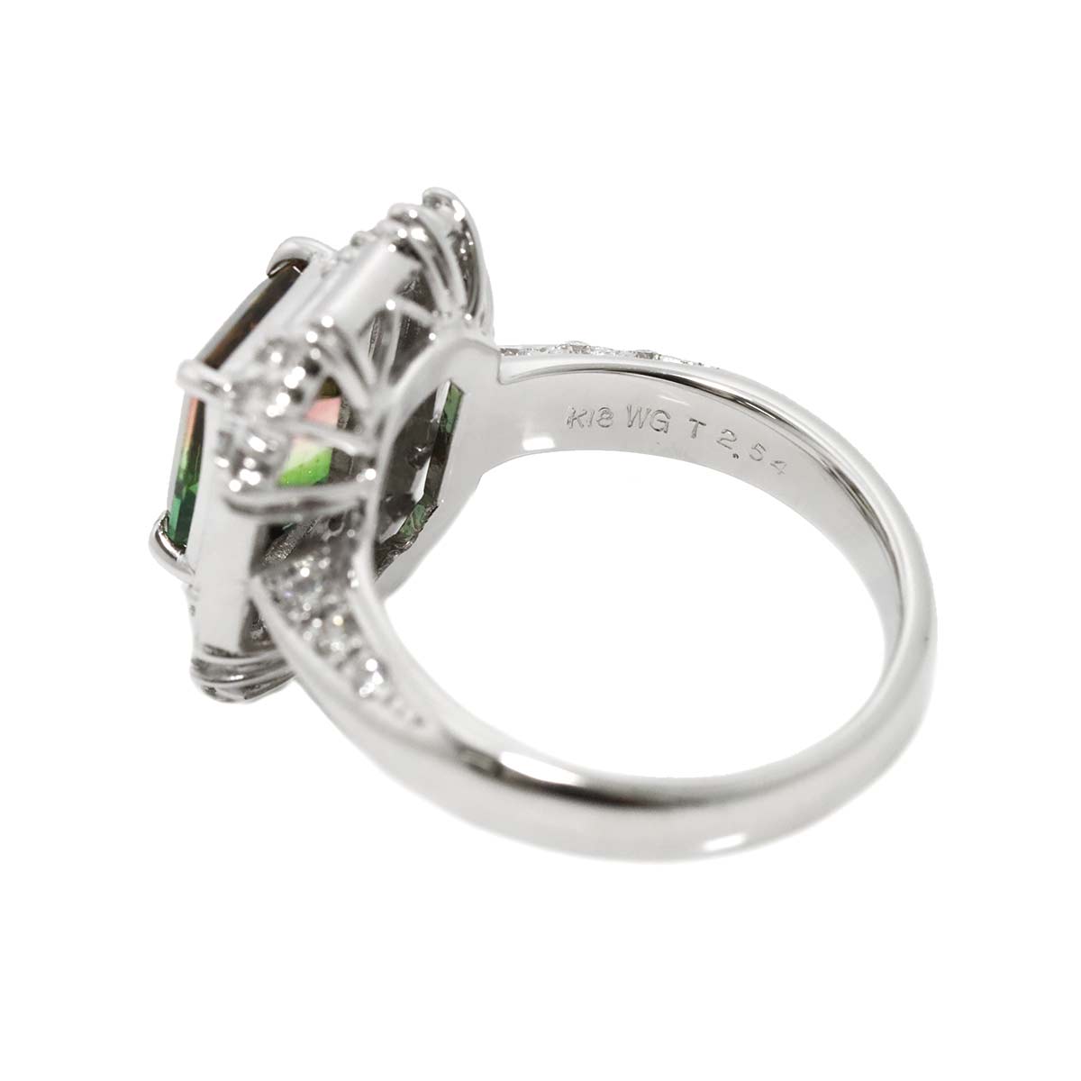 Tourmaline 2.54ct Diamond 0.63ct Ring 18K WG 750 Size5.5-5.75(US)