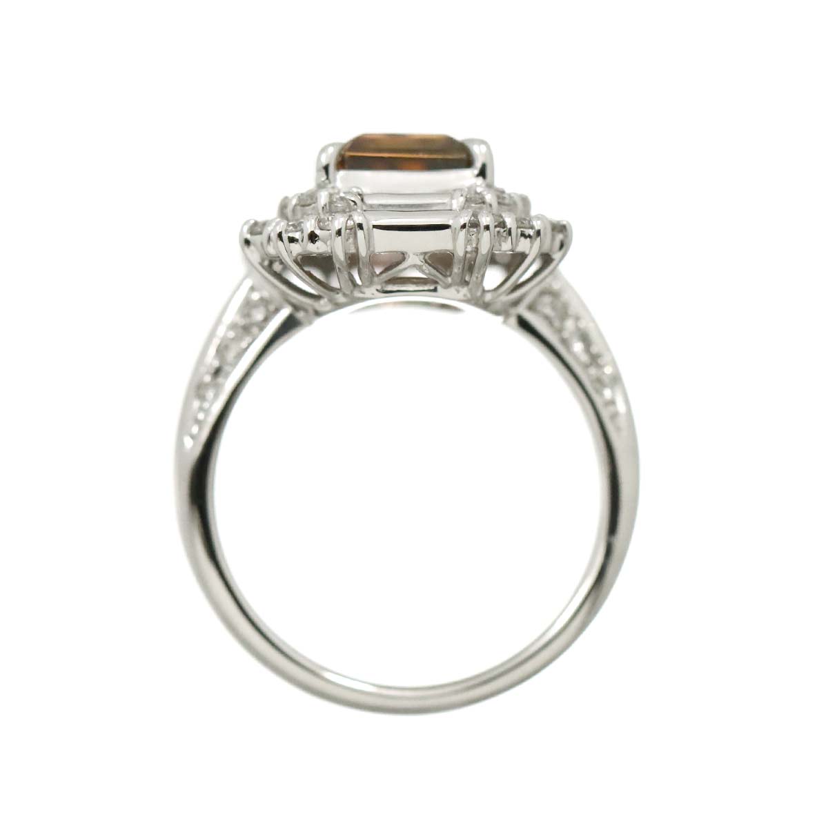 Tourmaline 2.54ct Diamond 0.63ct Ring 18K WG 750 Size5.5-5.75(US)