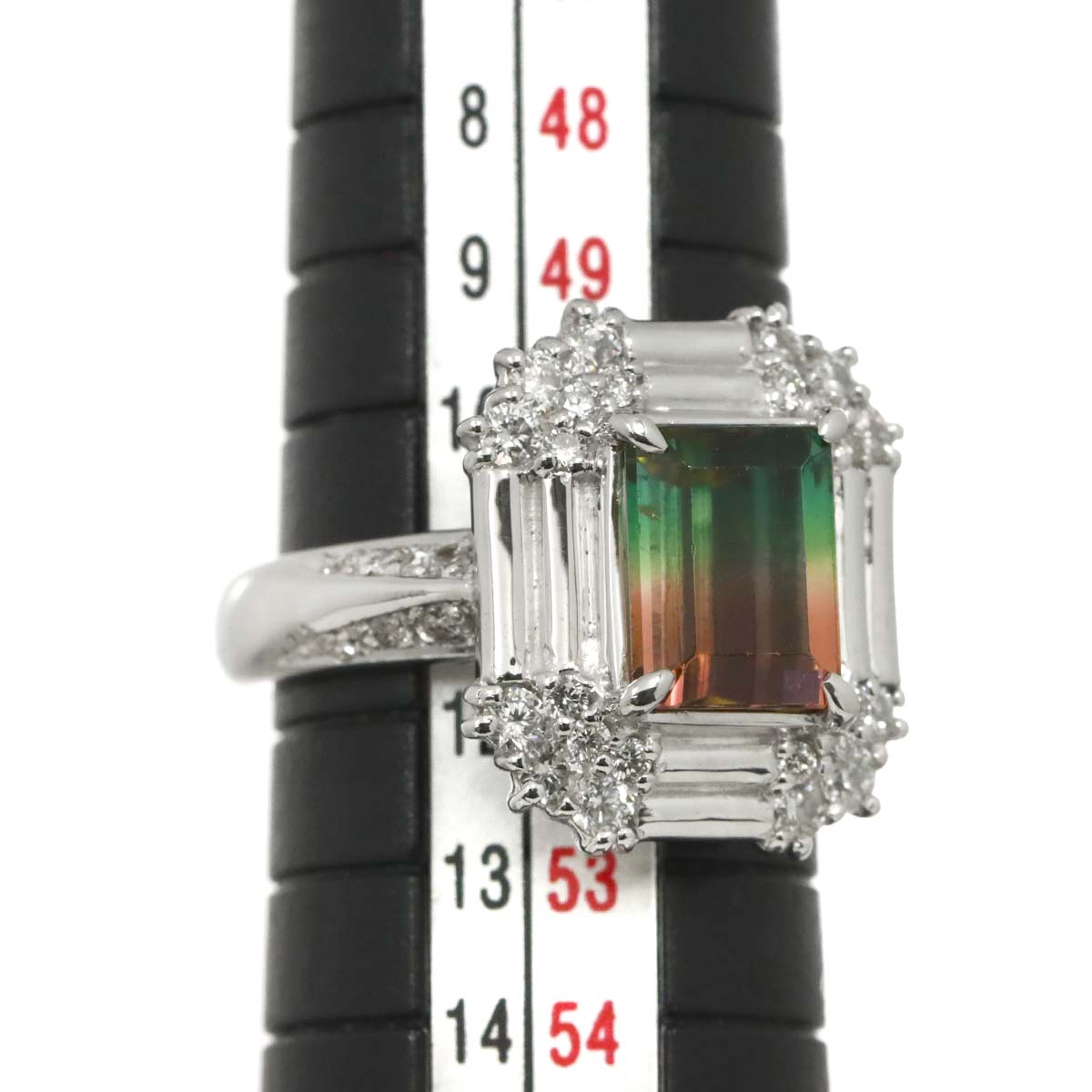 Tourmaline 2.54ct Diamond 0.63ct Ring 18K WG 750 Size5.5-5.75(US)
