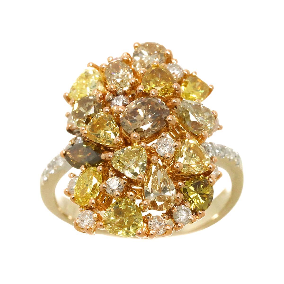 Diamond 2.78ct Ring 18K K18 YG Yellow Gold 750 size4.75-5(US)