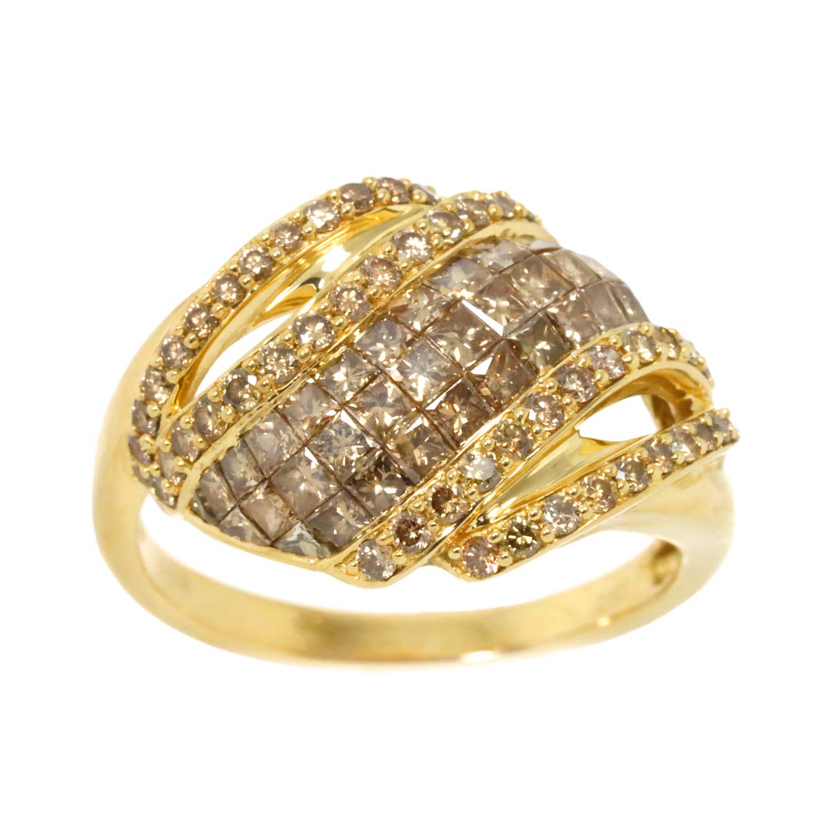 Diamond 2.50ct Ring 18K YG Yellow Gold 750 8.75(US)