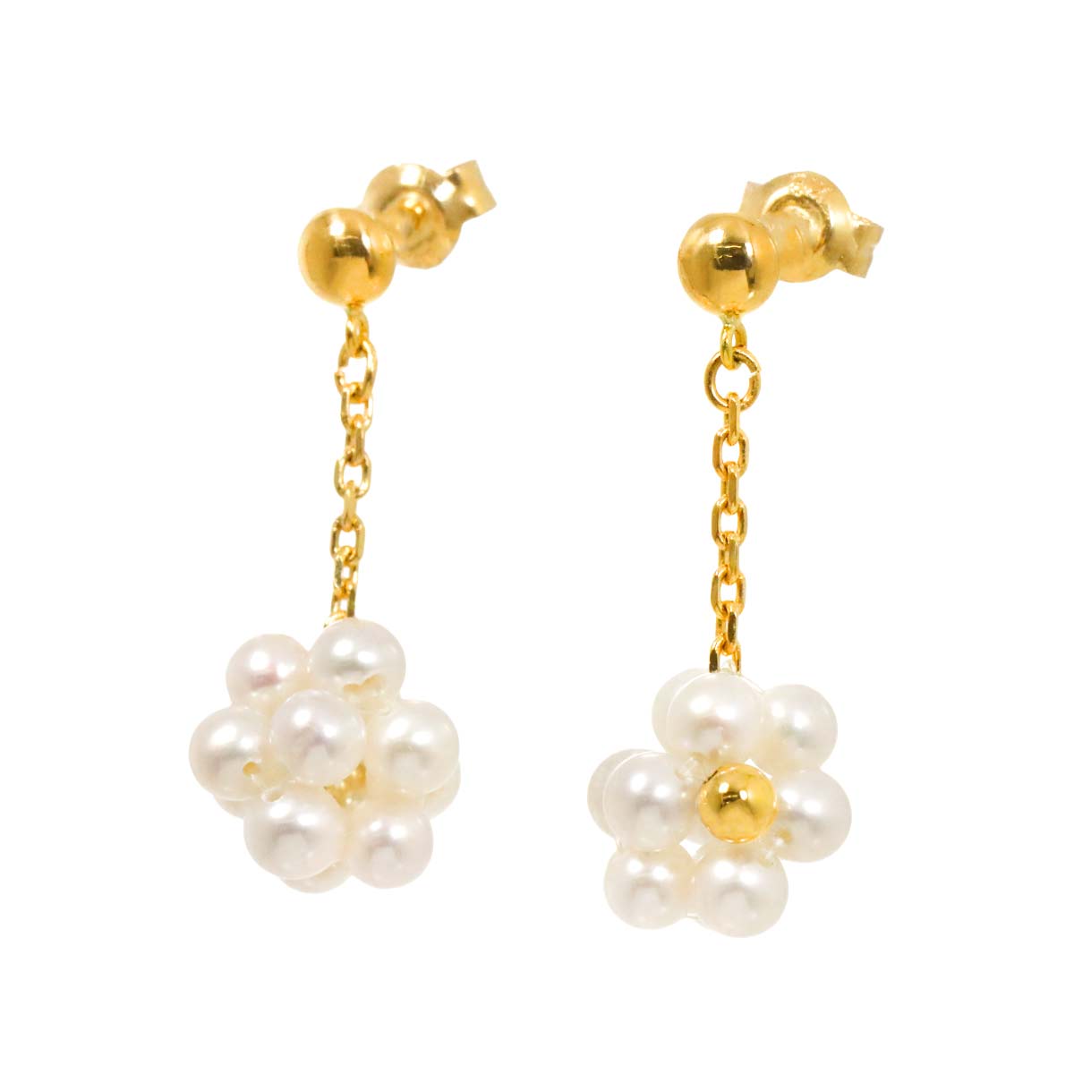 Pearl Earrings Pierced 18K YG 750