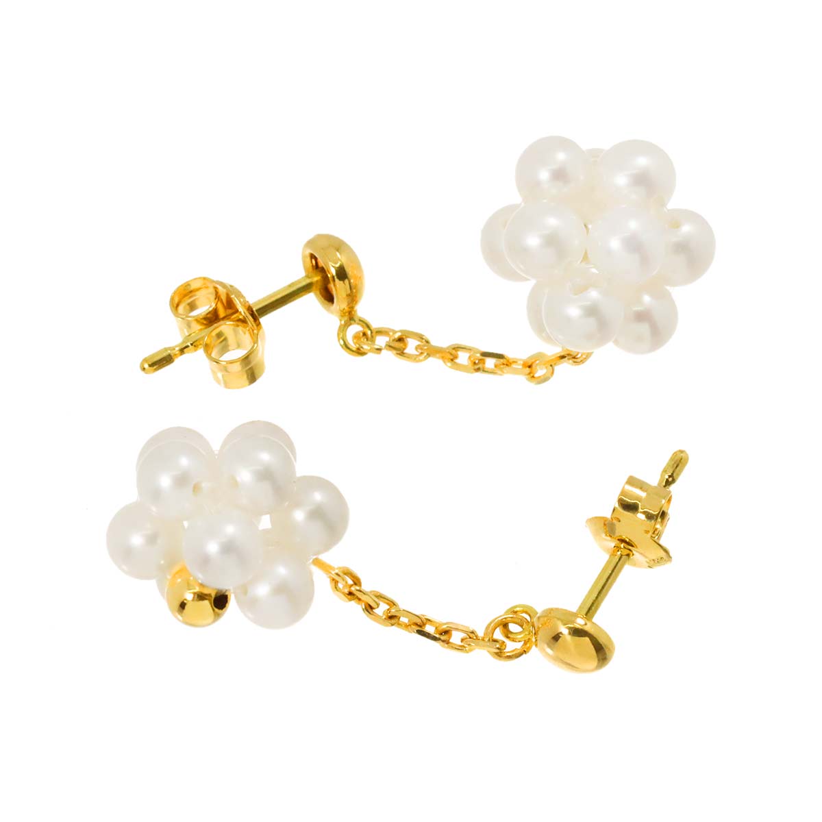 Pearl Earrings Pierced 18K YG 750