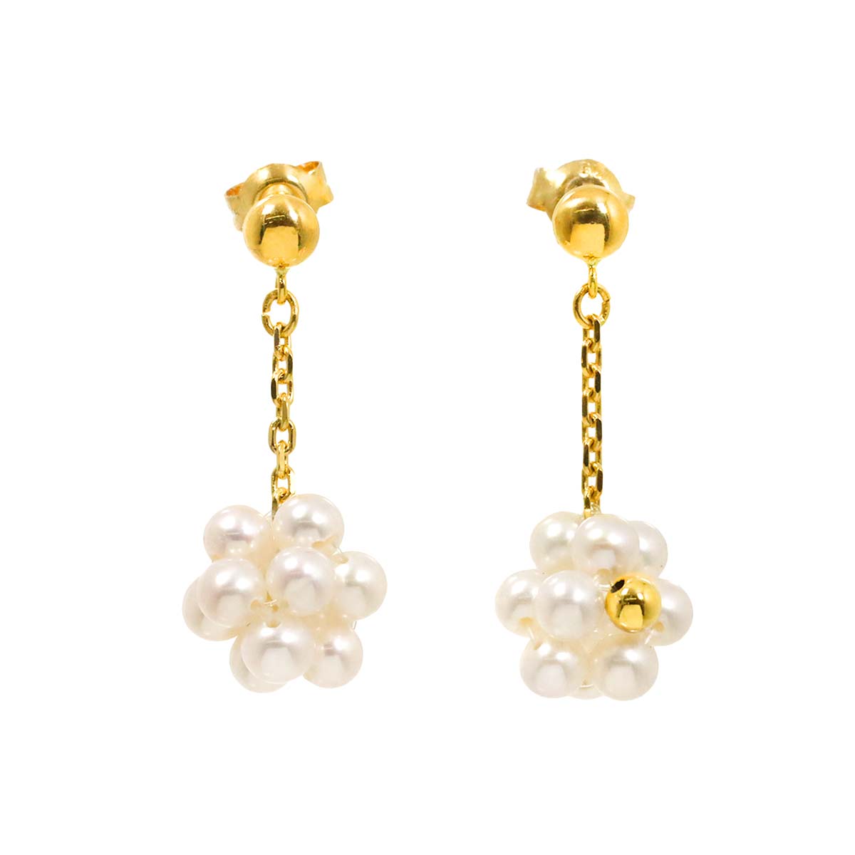 Pearl Earrings Pierced 18K YG 750