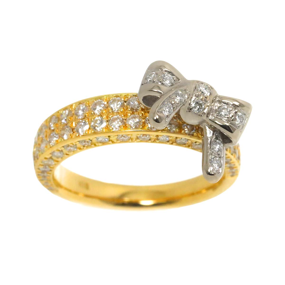 Diamond 1.02ct Ring 18K YG Pt Yellow Gold 750 Platinum Size6.25-6.5(US)
