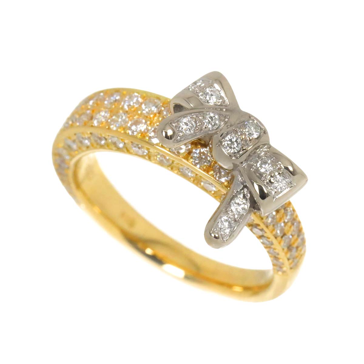 Diamond 1.02ct Ring 18K YG Pt Yellow Gold 750 Platinum Size6.25-6.5(US)
