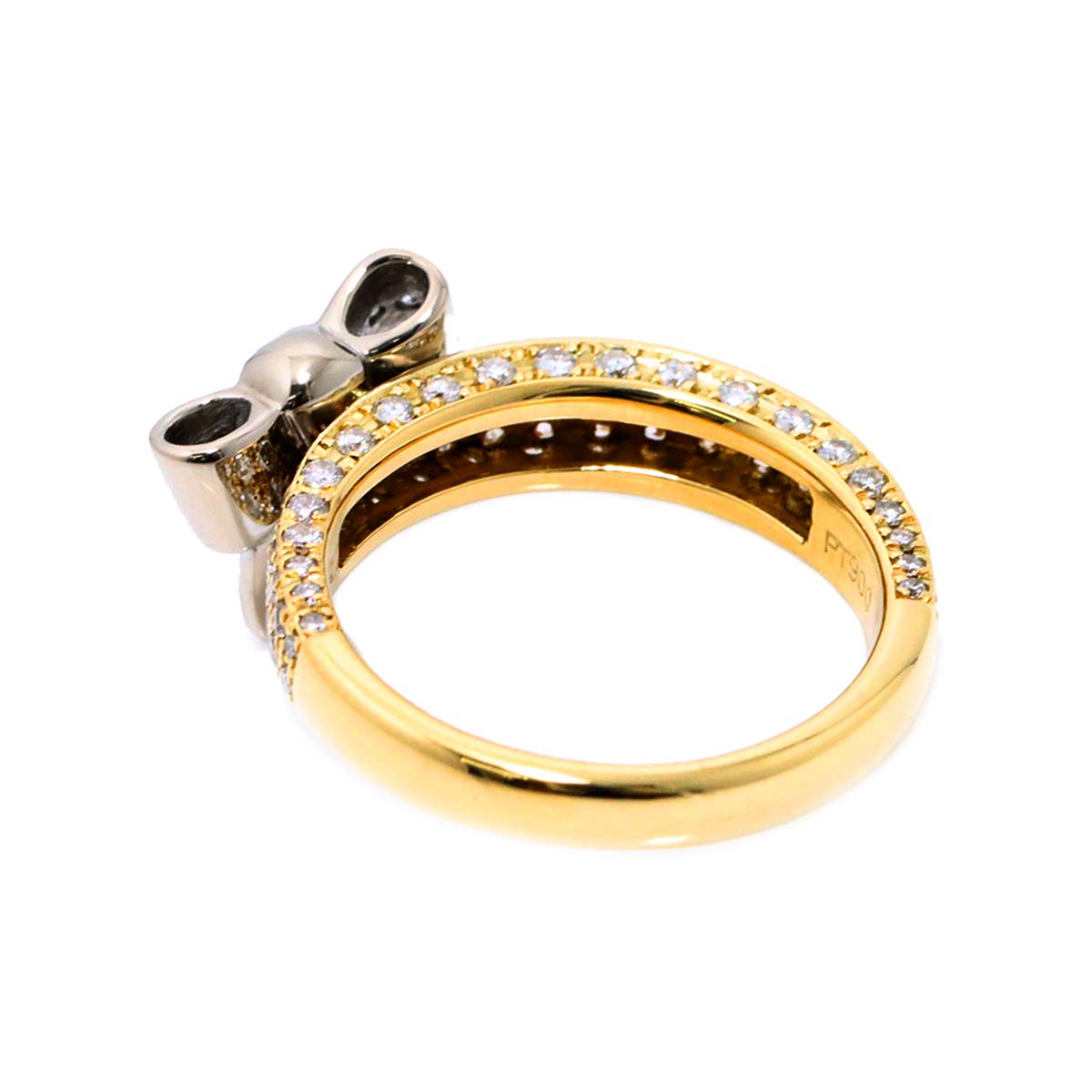 Diamond 1.02ct Ring 18K YG Pt Yellow Gold 750 Platinum Size6.25-6.5(US)